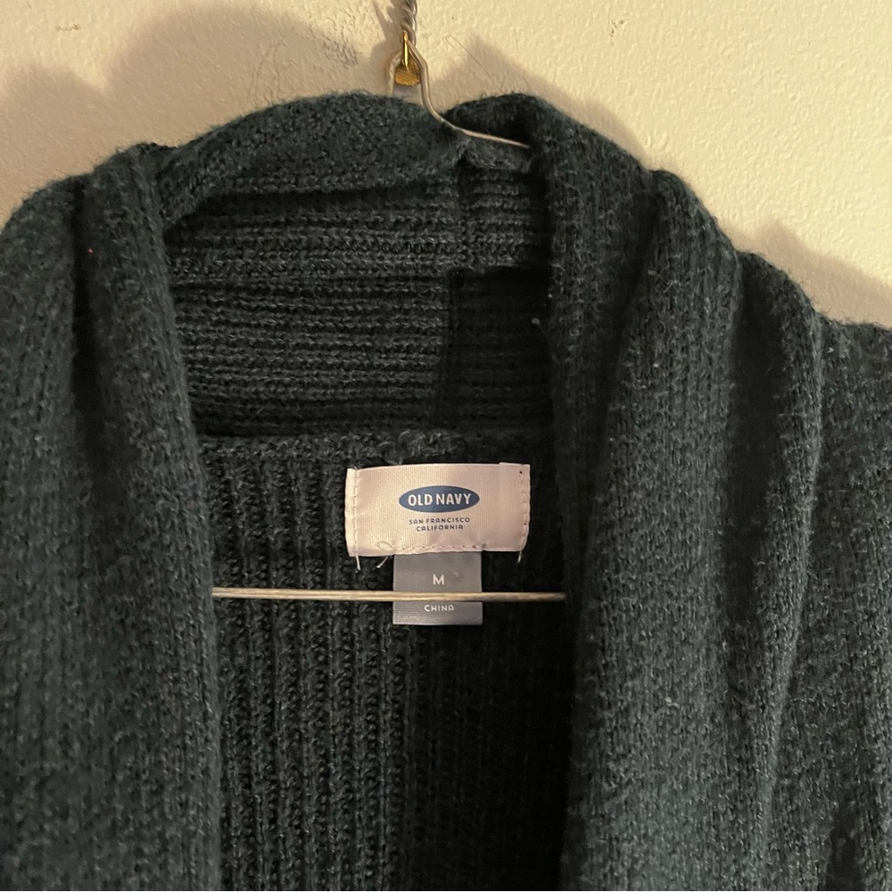 Old Navy dark green and White Women's Cardigan medium - Picture 4 of 4